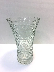 Antique Early 1900’s Fostoria Glass Am Pattern Cubist 7.25” Heavy Flared Vase - Picture 1 of 6
