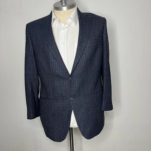 Abrigo Blazer Deportivo Hart Schaffner & Marx Hombres 44R Azul Lana 2 Botones Pata de Gallo - Imagen 1 de 11