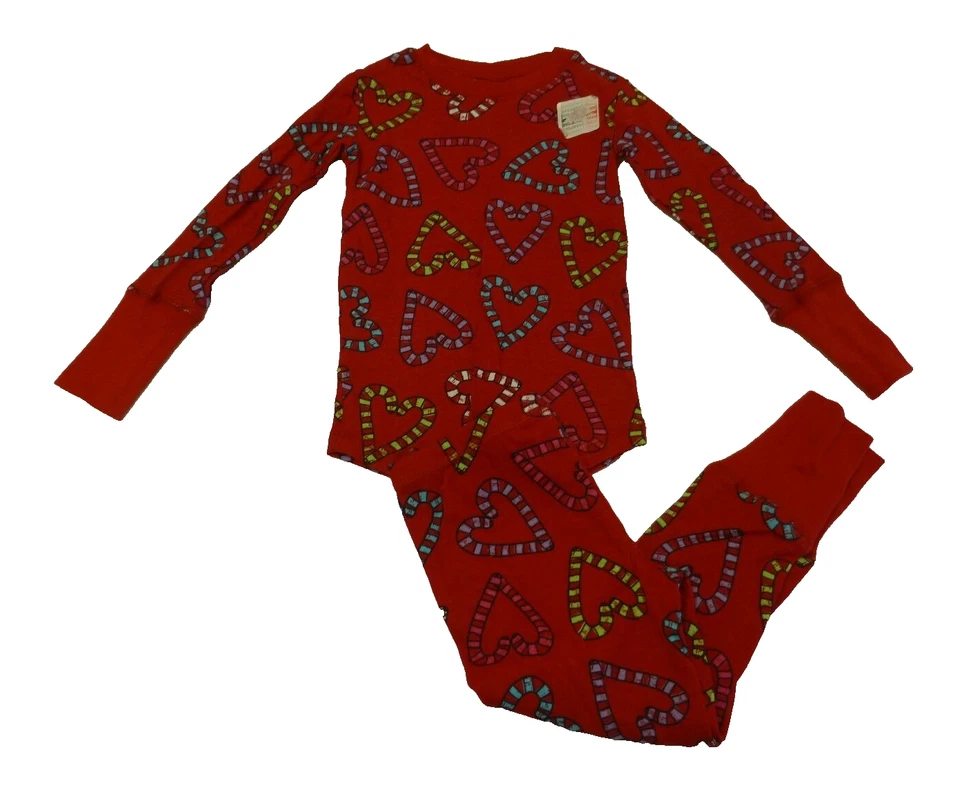 2 Piezas Pijama Joe Boxer Niñas Talla 4 Ajuste Ajustado Bastón de Caramelo Corazones Nuevo Foto 1 de 3