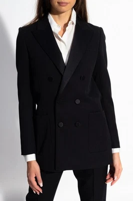 Blazer Chaqueta Larga Esmoquin Doble Pecho Lana Negra SAINT LAURENT 34/2 Foto 1 de 4