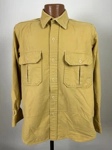 Vintage Chamois Flannel Shirt Men Large Distressed Mustard Yellow Cabelas USA - Picture 1 of 18