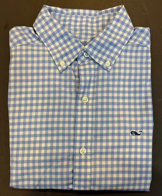 Vineyard Vines Performance Classic Fit Whale Shirt Mens Small Blue Check - Image 1 of 4