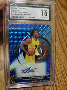 2023-24 Topps Finest Autos Collin Sexton Blue Geo Refrac /99 CGC 10 Auto 10 Pop1 - Picture 1 of 3