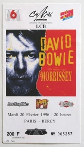 DAVID BOWIE Original billet ticket stub concert FRANCE Paris Bercy 20/02/1996 - Imagen 1 de 2