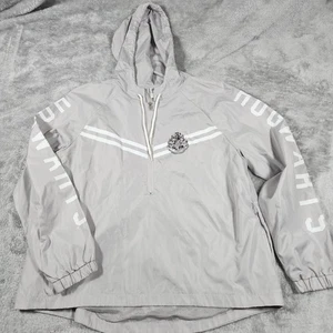 Harry Potter Jacke Herren mittelgrau Kapuze Windbreaker Hogwarts Wappen Half Zip - Bild 1 von 13
