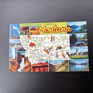 Greetings from Montana image LARGE LETTER POSTCARD tourist Map Multi-view - Picture 1 of 2