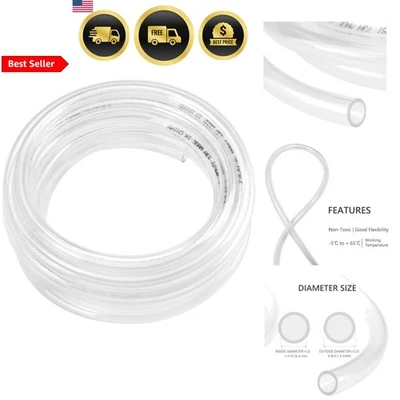 10ft Clear Vinyl Tubing 1/4 ID Hybrid PVC Flexible Hose Light UV Resistant - Image 1 of 4