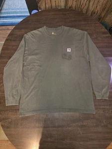 Carhartt Shirt Mens L Original Fit Green Long Sleeve Pocket stain in 2nd picture - Picture 1 of 10