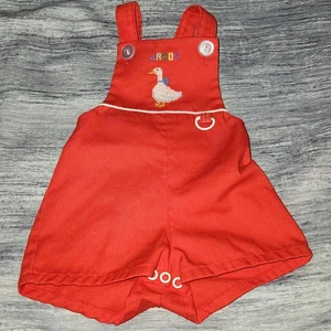 Vintage Red Baby Romper 12M Jacob Duck Goose Cross Stich Adorable Kids Outfit - Bild 1 von 10