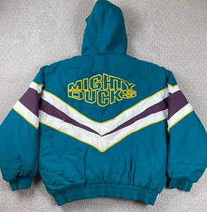 Vintage 90s Mighty Ducks Jacket Mens Large FANS Gear Hockey Embroidered Spellout - Bild 1 von 9