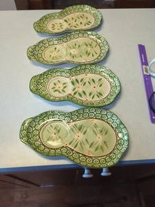 4er Set Temp-tations Alte Welt Grün Snack Mittagessen Teller Tablett - Bild 1 von 6