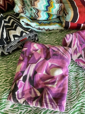 Missoni For Target Purple Floral With Black Zig Zag Bath Towels 2 - Image 1 of 4