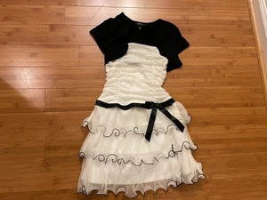 BCX Girl 12 White Black Dress - Picture 1 of 3