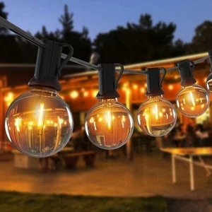 LED Lichterkette außen 30m dimmbar warmweiß G40 Kugeln Garten Party Balkon - Bild 1 von 8