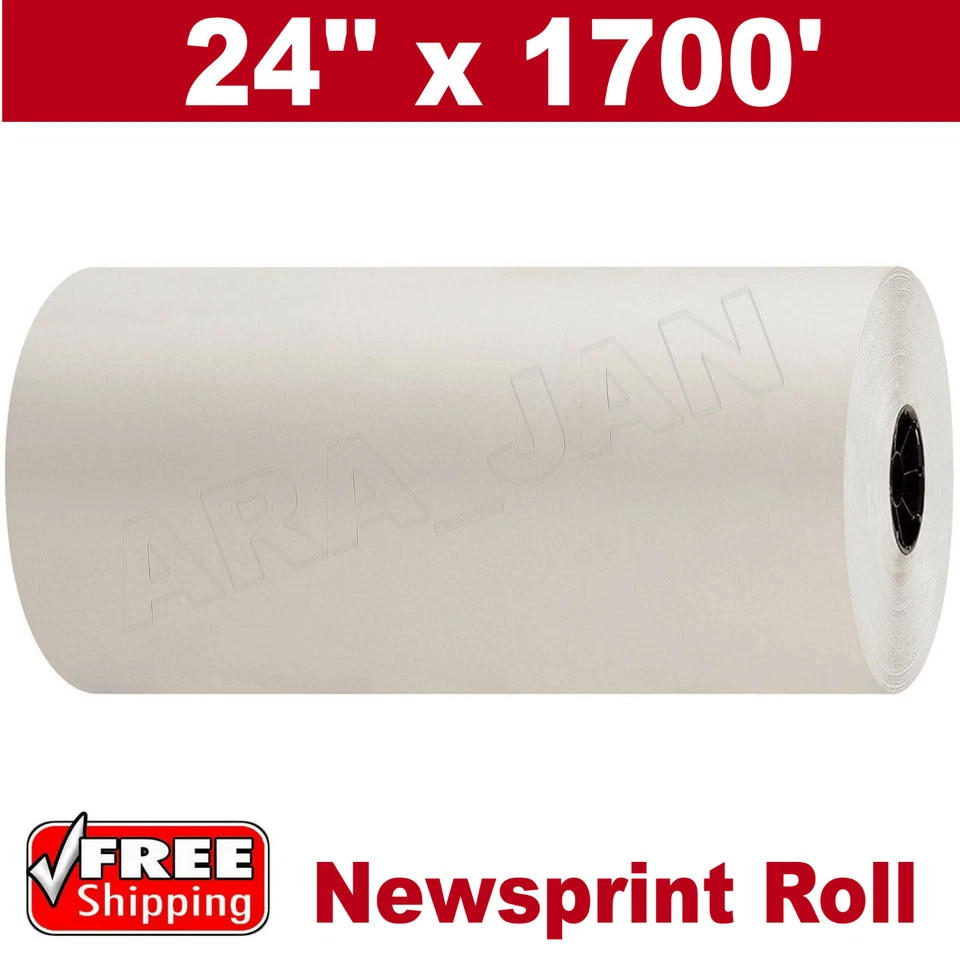 24" x 1700` 30# Newsprint Shipping Wrapping Stuffing Packaging Paper Roll NEW - Image 1 of 1