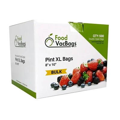 Bolsas FoodVacBags de 8" x 10" con doble cremallera - 500 unidades - Bolsas de almacenamiento de alimentos Foto 1 de 4