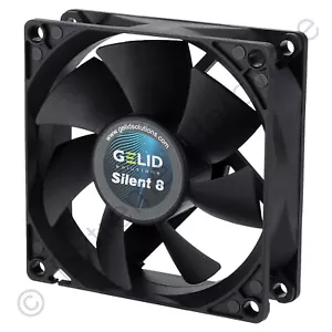 Gelid Solutions Silent 8 Black 80mm Case Fan 1600 RPM 21 CFM 18.9 dBA 3-Pin - Picture 1 of 4