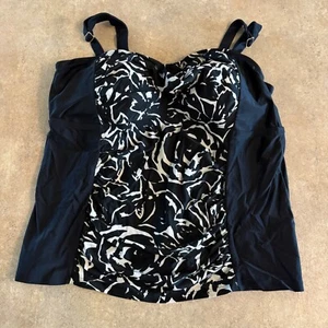 Ava & Viv Tankini Swim Top Black White Padded Plus Size 18W - Picture 1 of 3