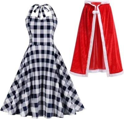 AWIBMK Navidad Halloween Juegos con disfraces Mujeres Sra Santa Claus Disfraz Vestidos Niña Pl Foto 1 de 4