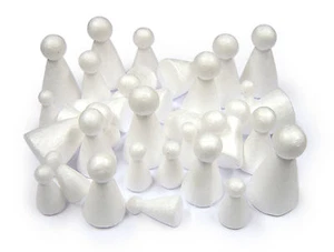 30 Assorted Polystyrene Craft Cone Puppets People Angel Decorate Paint 3 Sizes - Picture 1 of 2