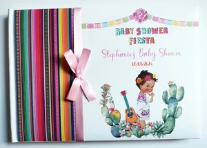 Personalised Mexican Fiesta Girl Baby Shower guest book, keepsake, gift - Picture 1 of 3
