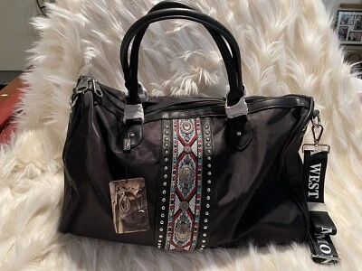 MONTANA WEST BLACK DUFFEL TOTE BAG NWT WITH MW STRAP AMAZING WEEKENDER DUFFEL - Image 1 of 2