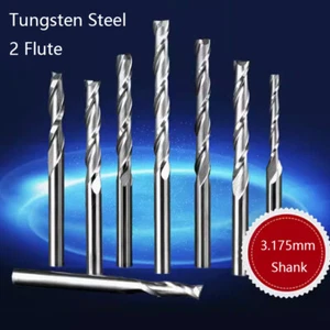 10Pcs Φ3.175mm 2 Flute Tungsten Spiral End Mill Cutter Engraving CNC Router Bits - Picture 1 of 8