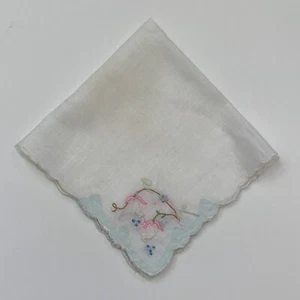 3D Embroidered Flower Bridesmaid Handkerchief Wedding Cottage Core Granny Vtg - Picture 1 of 3