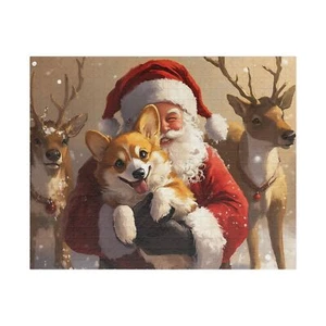 Corgi Santa and Reindeer Christmas Gift Puzzle (110, 252, 520, 1014-piece) - Picture 1 of 4