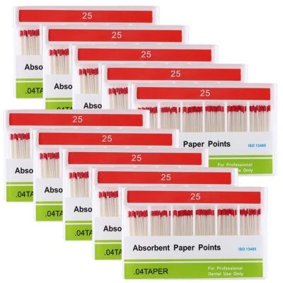 10X Dental Absorbent Paper Points Taper0.04 #25 Root Canal & Endodontic Cleaning - Image 1 of 4