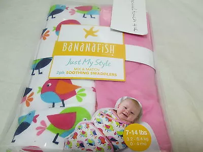 Nuevo paquete de 2 envoltorios calmantes Bananafish 7-14 lb - pollitos rosas y multicolores  Foto 1 de 4