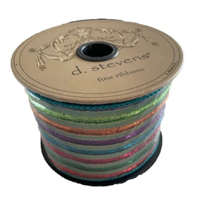 D.Stevens Wired christmas Ribbon 4" Gold, Blue, Purple, Green, multicolor - New - Picture 1 of 2