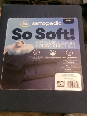New King Size Sheet Set **Sertapedic Navy Blue # 895 - Image 1 of 2