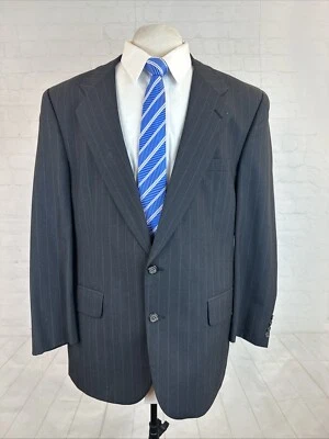 Burberry Men’s Blazer 42R Dark Gray Stripe 100% Wool Two Button Vintage $2,398 - Image 1 of 4
