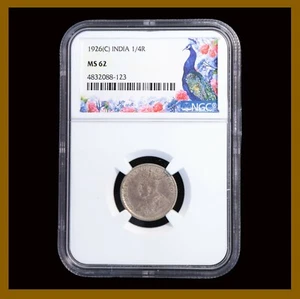 British India 1/4 Rupee Silver Coin, 1926 (C) Calcutta NGC MS 62 4832088-123 - Picture 1 of 2
