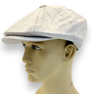 Newsboy Summer Linen Look Hat Gatsby Cap Grey Flat Bakerboy Baker Boy Sun - Picture 1 of 6