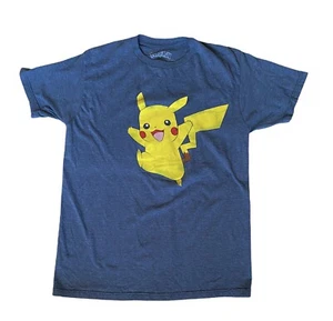Pokémon Pikachu Mens M Blue Medium Graphic Short Sleeve T-shirt Cotton Blend - Picture 1 of 5