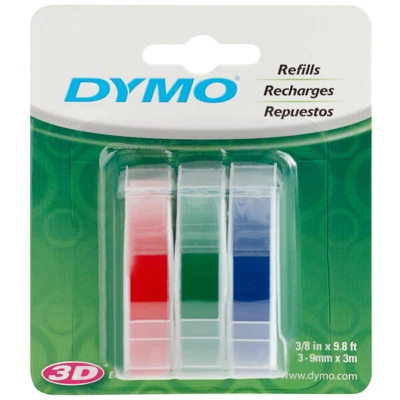 Dymo 1741671 Red Green and Blue Caption Maker Tape Refill 3/8 W in. x 9.8 L ft. - Image 1 of 4