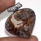 Stick Agate 925 Silver Plated Chunky Gemstone Pendant 2" Amazing Gift GW