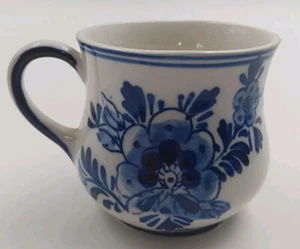 Vintage Delfter Blau Weiß Kaffeetasse Handbemalt Windmühle Blumen Teebecher 8 Unzen - Bild 1 von 7