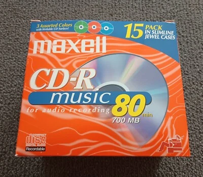 NEW MAXWELL CD-R MUSIC 13 PACK/3 COLORS/80 MIN./SLIM JEWEL CASES/Missing 2 - Image 1 of 4