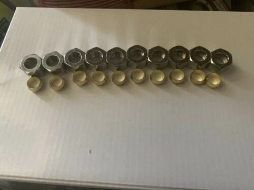 3/8" Chrome plated compression nut and ferrule (sleeve) Lot of 10 sets - Image 1 of 1