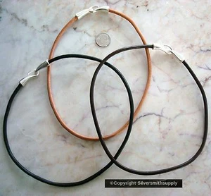 Heavy 4mm leather necklace cord thick leather in black brown natural m115 m126 - Picture 1 of 4