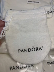 NEW 100% Authentic Pandora White Pouch Anti Tarnish Jewelry Bead Drawstring Bag - Picture 1 of 8