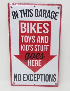 Garage Lager Schild Fahrräder Spielzeug Sachen gehen hier keine Ausnahmen Kindersachen  - Bild 1 von 2