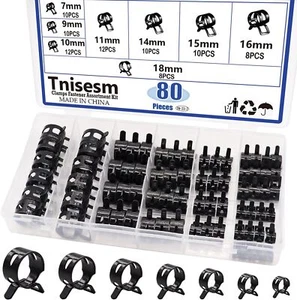 Kits surtidos de abrazaderas de manguera de banda de resorte Tnisesm 80 piezas aspiradora de silicona - Imagen 1 de 5