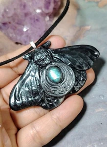 Luna Moth Necklace; Moon Phase Pendant, Wiccan Jewelry Gothic Gifts for Women - Picture 1 of 3
