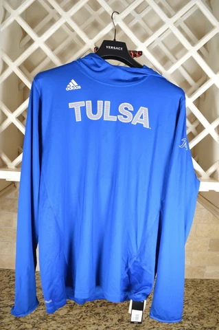 $55 Adidas University Tulsa Golden Hurricane NCAA Blue Training Sweat Shirt Cover