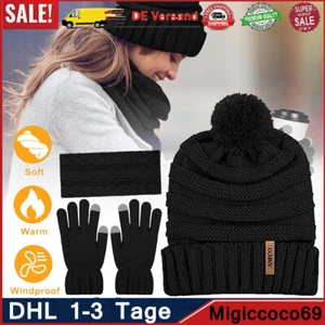 3stk Wintermütze Strickmütze Mütze Schal Beanie Handschuhe Herren Winter Set AAA - Bild 1 von 14