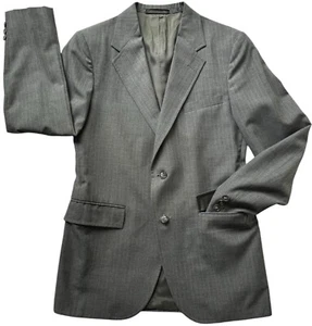 Vintage Saks Fifth Ave Suit Jacket Mens X-Small Grey Pinstripe Union Made Wool - Picture 1 of 12